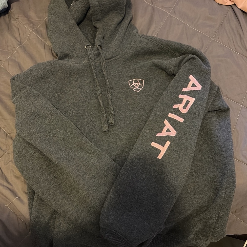Ariat Charcoal Hoodie with Pink Sleeve Logo
